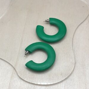 Vintage vibrant green statement style hoop earrings-trendy look.